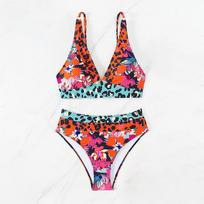 Bikini Set Women 2 Piece Swimwear Classic Solid V Neck High Waist Split Bikini Summer 2025 New Bathing Suits Female Beachwear S