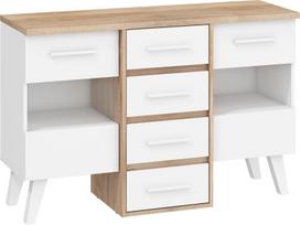 Komoda Nordis 4SW, ąžuolo/baltos spalvos