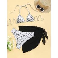 Nauji Seksualūs Bikini Gėlėti Maudymosi Kostiumai Moteriški Maudymosi Kostiumai Push Up Moteriški Paplūdimio Maudymosi Kostiumai Maudymosi Kostiumai Bikini Rinkinys S juoda
