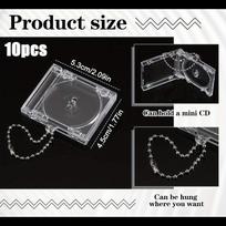 10 Sets Mini CD Keychain Album Case, Clear DVD Cover Bulk DVD Gemstone Keyring, Blank Mini Disc Pendant, Personalised DIY Backpack Hanging Decoration 10pcs