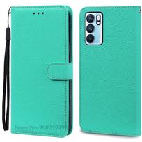 OPPO Reno 6 dėklas piniginė odinis atverčiamas dėklas OPPO Reno 6 5G dėklui OPPO Reno 6 Pro 5G telefono dėklas Reno6 Pro Plus Coque Fundas For Reno 6 4G dangaus mėlyna spalva