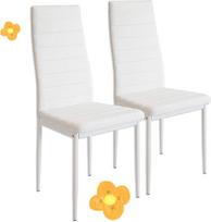 2 kėdžių rinkinys "Loud Faux Leather" valgomojo kėdės Paminkštintos sėdynės ir atlošas Valgomojo kėdžių rinkinys SGS patvirtintas (balta)