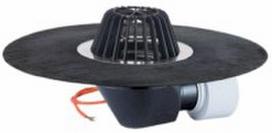 Stogo įlaja DN75/110 su apšildymu(10-30W/230V), bitumine hidroizoliacija,lapų gaudykle(HL64.1H) HL64.1H