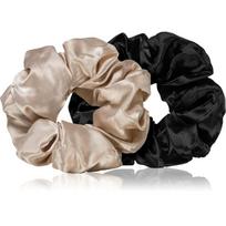 BrushArt Hair Large satin scrunchie set plaukų gumytės Cream & Black