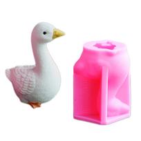 3D Goose Animal Figurine Silicone Candle Molds for Candle Soap Making Gypsum Decoration Cement Clay Silicone Molds pink