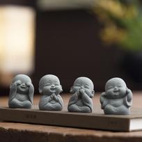 4 vnt. Mini Budos vienuolių figūrėlės Ornamentai Kolekcionuojami daiktai Mažos vienuolių statulėlės 3,2x4,2 cm namams