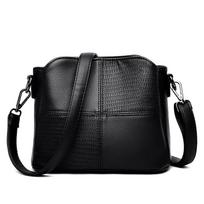 Retro susiuvimo minkštas odinis pečių krepšys moterims Paprastas vienspalvis Crossbody krepšys 25x13x19cm juoda