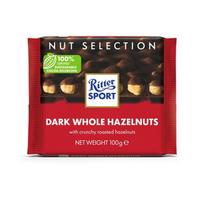 Tamsusis šokoladas Ritter Sport, su neskaldytais lazdynų riešutais, 100g