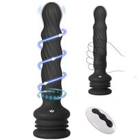 SuperLove Wriggling, Rotating & Vibrating Anal Dildo with Suction Cup & Remote Black