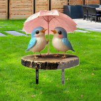 Garden Stake Welcome Birds Yard Sign, Animal Sculpture Pathway Decor, 2D Plaque Lawn Sign for
