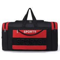 Foldable Travel Bag Large Capacity Outdoor Bags Hand Luggage Storage Bag Dry Wet Separation Fitness Bag Small raudona