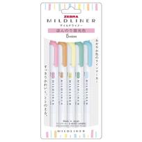 Zebra Mildliner Highlighter 5 Pastel Colors WKT7-5C-N for Creative Journaling