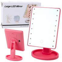 LED kosmetinis veidrodis su stovu, rožinis
