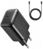 Juodas 25W 1xUSB-C pakrovėjas + 100cm USB-C - USB-C laidas "Joyroom JR-TCF23"