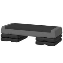 SPORTNOW aerobikos steperis, 10,5/15,5/20,5 cm reguliuojamo aukščio žingsniavimo lenta, neslidi, skirta namams, sporto salei, biurui, plastikinė, pilka, Pilka