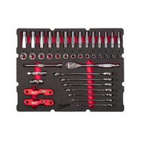 55-ių dalių terkšlių ir raktų rinkinys MILWAUKEE Packout stalčiui 3/8"
