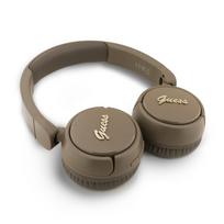 Guess Script Metal Logo belaidės ausinės rudos spalvos