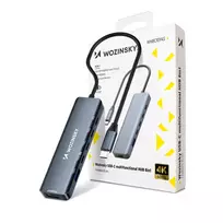 USB-C 6 in 1 Hub Wozinsky WHBC10Y4S Multifunctional, Aluminum, with 25 cm Cable – Gray