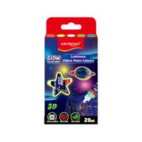 Tekstilės dažai Keyroad 5 spalvų 20ml, šviečiantys tamsoje