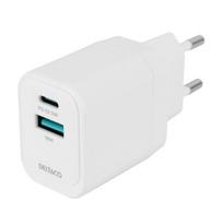 Sieninis įkroviklis DELTACO su USB-A (18W) & USB-C (20W) jungtimis, USBC-AC154, baltos sp.