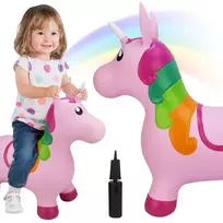 WOOPIE šokinėjantis guminis vienaragis rožinis + pompa