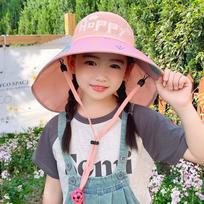 Children's Fan Hat Summer Boy Outdoor Large Brim Sun Hat Baby Girl Empty Top Shawl Sun Protection Hat UV Protection 3-10 years old/50-54cm