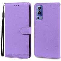 Dėklas Vivo Y52 5G dėklas Y72 5G odinė piniginė atverčiamas telefono dėklas Vivo Y72 Y52 dėklas dangtelis Vivo Y 52 72 5G Coque Fundas For Vivo Y52 5G šviesiai violetinė spalva