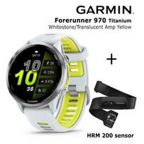 GARMIN Forerunner 970, Titanium, Whitestone/Translucent Amp Yellow + HRM 200 sportinis laikrodis 010-02969-11 / 010-13388-00