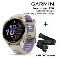 GARMIN Forerunner 970, Soft Gold Titanium, French Gray/Translucent Indigo + HRM 200 sportinis laikrodis 010-02969-12 / 010-13388-00