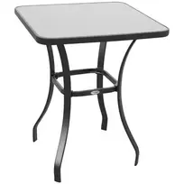 Kvadratinis stiklinis sodo stalas, atsparus oro sąlygoms, juodas 68,5x68,5cm
