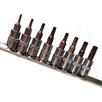 Galvučių su antgaliu rinkinys 1/4" (T-8-T-40)(torx) 8vnt.