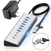 USB ŠAKOTUVAS AKTYVUS SU MAITINIMO ŠALTINIU 36W 10 PRIEVADŲ USB 3.2 SKIRSTYTUVAS SKIRSTYTUVAS REAGLE