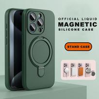 Magnetic Ring Holder Liduid Silicone Stand Phone Case For iPhone 15 14 16 Plus 11 12 13 16 Pro Max Magsafe Protector Soft Cover For iPhone 13 Pro