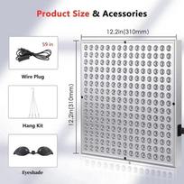 45W LED Raudonos šviesos panelė 225 LED 660nm 850nm Artimosios infraraudonosios šviesos prietaisas veido, kūno, odos priežiūrai, grožiui sidabras