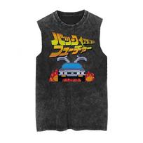 Vintage Washed Vest Back To The Future Sports Car Racing Movie Prints Sleeveless T-shirt Mens Gym Clothing Tank Top M black