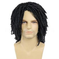Sintetiniai trumpi dredlokų perukai vyrams Rasta dirbtinių lokų perukai Afro Bob juodi susukti netikri plaukai Perukas vyriškas natūralūs pinti perukai 14 colių beige