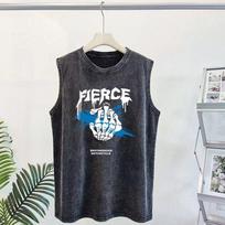 Amerikietiškas vintažinis skalbtas vyriškas marškinėliai be rankovių su grafika Vyriškas tankinis marškinėlis Vasariniai Y2k drabužiai Per dydį T-shirt street wear S