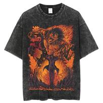 Attack on Titan Vyriški marškinėliai Vintage skalauti trumparankoviai marškinėliai Moteriški oversized Harajuku gatvės drabužiai Y2k drabužiai Viršutinės dalys S