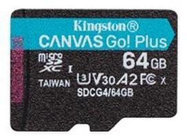 KINGSTON 64GB microSDXC Canvas Go Plus Gen4 200R A2 U3 Single Pack w/o ADP