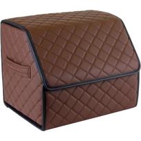Bagažinės daiktadėžė EVAtech ECO S 30x30x35 cm - ruda / juodi kraštai / rudos siūlės / raudonas vidus