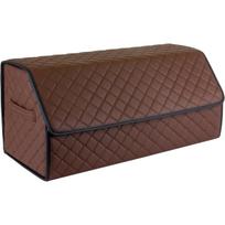 Bagažinės daiktadėžė EVAtech ECO L 30x30x65 cm - ruda / juodi kraštai / rudos siūlės / raudonas vidus