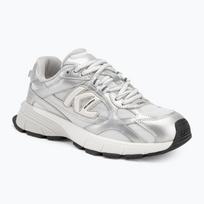 Moteriški batai KARL LAGERFELD Orion Sidetrim white leather/textile w/silver