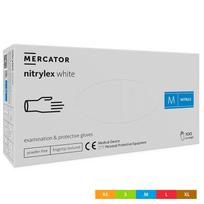 Vienkartinės nitrilinės pirštinės Mercator Nitrylex Classic white M 100 vnt.