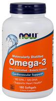 Omega-3 Enteric Coated - 180 softgels - NOW Foods