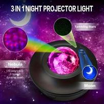 Projektorius vnt Galaxy projektoriaus šviesa Žvaigždėta naktinė šviesa, Mėnulio ūko bangos projektorius RGB keičiantis nuotolinio valdymo pulteliu vakarėlio šviestuvas, skirtas miegamojo namų dekoravimui...