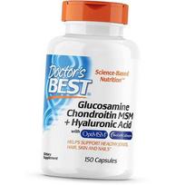Chondroprotektorius, Gliukozamino Chondroitino MSM plius Hialurono Rūgštis, Doctor's Best  150 daržovių kapsulių (03327007) 150vcaps