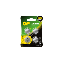 GP - Lithium Cell Battery CR2016, 3V, Safety Seal, 4-pack
