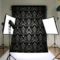 Vintažinis juodas raštuotas fonas fotografijai, fonas namų dekorui, vakarėliams, studijoms, lauko šventėms, vestuvėms