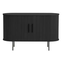 Šoninė spintelė juodos spalvos iš ąžuolo su stumdomomis durimis 120x76x45 cm Nola – Unique Furniture