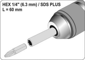 Antgalių laikiklis magnetinis SDS-PLUS 1/4″